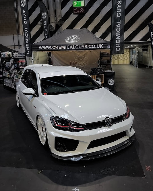 Volkswagen Golf R GTI Base MK7 MK7.5 2015 2016 2017 2018 2019 2020 2021 & Golf R GTI Base MK7 2015 2016 2017 & Golf R GTI Base MK7.5 2018 2019 2020 2021 with Aftermarket Parts - Front Lip & Front Bumper Carbon Fiber / FRP from Robot Craftsman