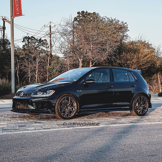 Volkswagen Golf R GTI Base MK7 MK7.5 2015 2016 2017 2018 2019 2020 2021 with Aftermarket Parts - Side Skirts & Side Skirts Extensions Carbon Fiber / FRP from Robot Craftsman