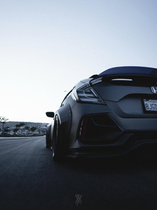 Honda Civic 10th Gen FC1 FC2 FC5 FC6 2016 2017 2018 2019 2020 2021 & Civic 10th Gen FK7 2017 2018 2019 2020 2021 (compatible with both OEM bumper and ROBOT CRAFTSMAN bumper, fits FK7 Hatchback although panel line is slightly different) with Aftermarket Parts - Widebody Wheel Arches Fender Flares Carbon Fiber / FRP from Robot Craftsman