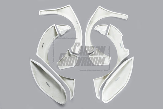 Honda Civic 10th Gen FC1 FC2 FC5 FC6 2016 2017 2018 2019 2020 2021 & Civic 10th Gen FK7 2017 2018 2019 2020 2021 (compatible with both OEM bumper and ROBOT CRAFTSMAN bumper, fits FK7 Hatchback although panel line is slightly different) with Aftermarket Parts - Widebody Wheel Arches Fender Flares Carbon Fiber / FRP from Robot Craftsman