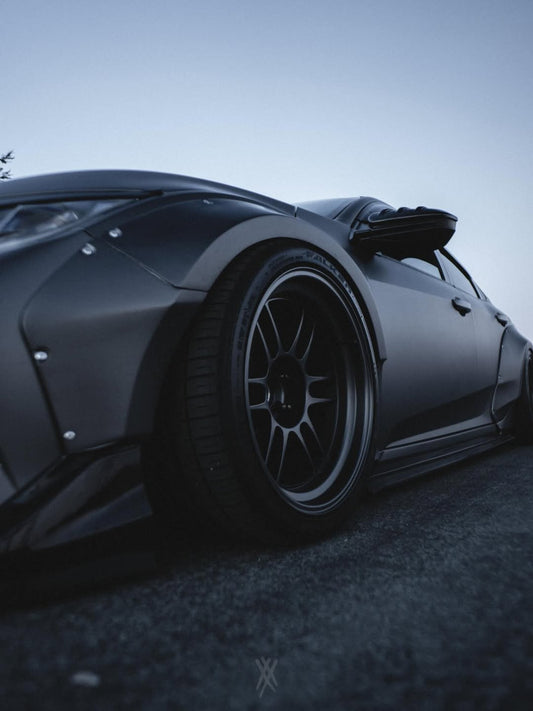 Honda Civic 10th Gen FC1 FC2 FC5 FC6 2016 2017 2018 2019 2020 2021 & Civic 10th Gen FK7 2017 2018 2019 2020 2021 (compatible with both OEM bumper and ROBOT CRAFTSMAN bumper, fits FK7 Hatchback although panel line is slightly different) with Aftermarket Parts - Widebody Wheel Arches Fender Flares Carbon Fiber / FRP from Robot Craftsman