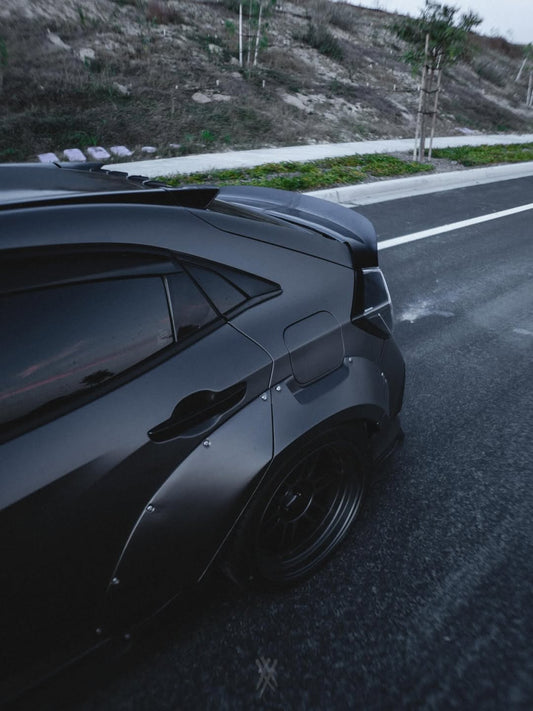 Honda Civic 10th Gen FC1 FC2 FC5 FC6 2016 2017 2018 2019 2020 2021 & Civic 10th Gen FK7 2017 2018 2019 2020 2021 (compatible with both OEM bumper and ROBOT CRAFTSMAN bumper, fits FK7 Hatchback although panel line is slightly different) with Aftermarket Parts - Widebody Wheel Arches Fender Flares Carbon Fiber / FRP from Robot Craftsman