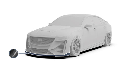 Cadillac CT5 CT5-V Sport Premium Luxury Base 2020 2021 2022 2023 2024 with Aftermarket Parts - "PRISM" Front Bumper & Front Lip Carbon Fiber / FRP from Robot Craftsman