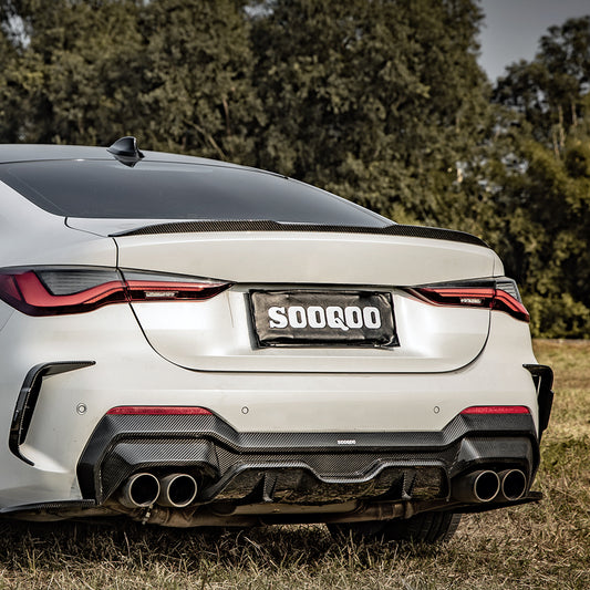 BMW 4 Series M440i 430i G22 G23 2020 2021 2022 2023 2024 with Aftermarket Parts - Rear Diffuser & Canards Pre-preg Carbon Fiber from SOOQOO USA