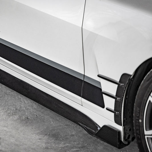 BMW 4 Series M440i 430i G22 G23 2020 2021 2022 2023 2024 with Aftermarket Parts - Side Skirts Pre-preg Carbon Fiber from SOOQOO USA