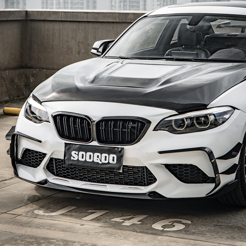 BMW M2C F87 2019 2020 2021 with Aftermarket Parts - Front Canards Trim Pre-preg Carbon Fiber from SOOQOO USA