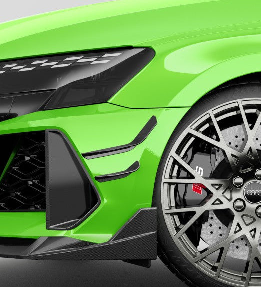 Audi RS3 8Y.5 Facelift 2025-ON with Aftermarket Parts - Front Canards Dry Pre-preg Carbon Fiber from SOOQOO USA