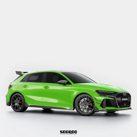 Audi RS3 8Y.5 Facelift 2025-ON with Aftermarket Parts - V1 Style Front Lip Dry Pre-preg Carbon Fiber from SOOQOO USA