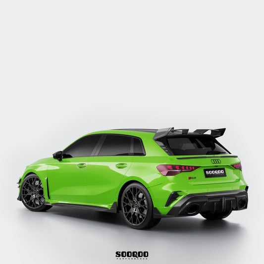 Audi RS3 8Y 8Y.5 2020-ON with Aftermarket Parts - Rear Lip Spoiler Dry Pre-preg Carbon Fiber from SOOQOO USA