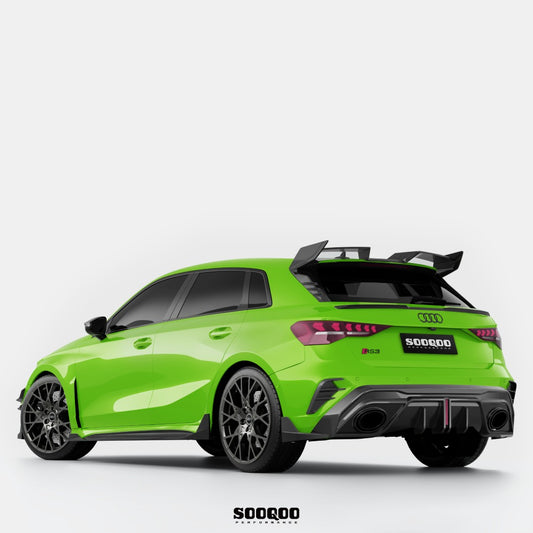 Audi RS3 8Y 8Y.5 2020-ON with Aftermarket Parts - Rear Lip Spoiler Dry Pre-preg Carbon Fiber from SOOQOO USA