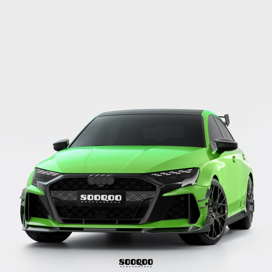 Audi RS3 8Y 8Y.5 2020-ON (Left Hand Drive Only) with Aftermarket Parts - With Lane Keep Assist Mirror Caps Dry Pre-preg Carbon Fiber from SOOQOO USA