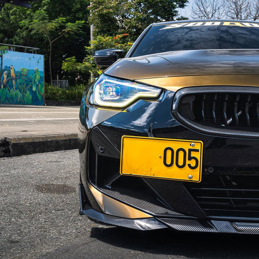 BMW 2 Series M240i 230i G42 2022 2023 2024 with Aftermarket Parts - Front Side Vent Trim Replacement Pre-preg Carbon Fiber from SOOQOO USA