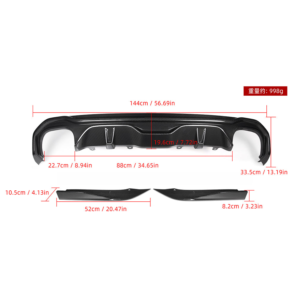 BMW 4 Series Gran Coupe M440i 430i G26 2022 2023 2024 2025 with Aftermarket Parts - V1 & V2 Rear Diffuser & Canards Pre-preg Carbon Fiber from SOOQOO USA