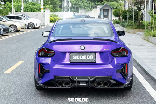 BMW M2 M2C G87 2023 2024 with Aftermarket Parts - Rear Bumper Side Attachment Valence Trim?Carbon Fiber from SOOQOO USA