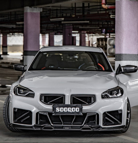 BMW M2 M2C G87 2023-ON with Aftermarket Parts - A Style Front Lip Carbon Fiber from SOOQOO USA