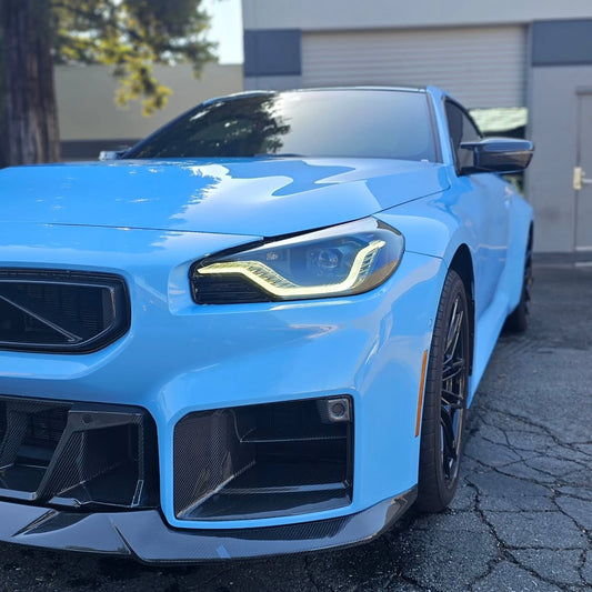 BMW M2 M2C G87 2023 2024 with Aftermarket Parts - Front Kidney Grill Carbon Fiber from SOOQOO USA