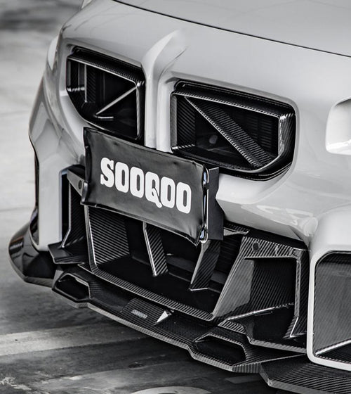 BMW M2 M2C G87 2023 2024 with Aftermarket Parts - Front Kidney Grill Carbon Fiber from SOOQOO USA