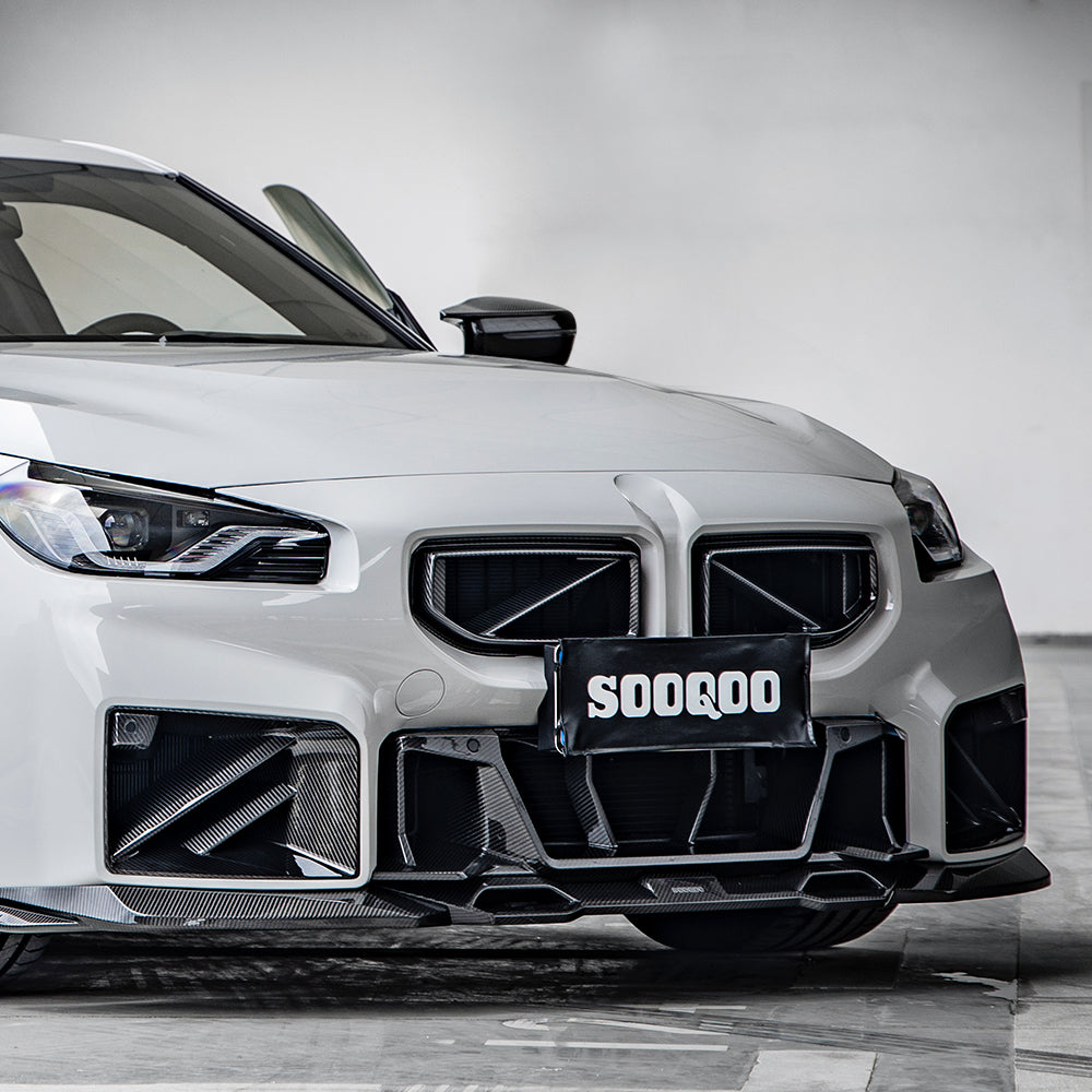 BMW M2 M2C G87 2023 2024 with Aftermarket Parts - Front Kidney Grill Carbon Fiber from SOOQOO USA