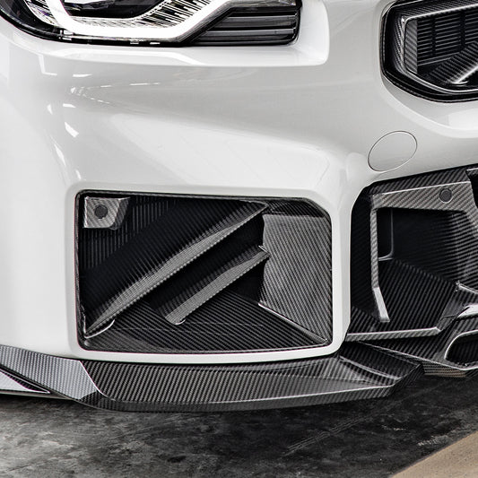 BMW M2 M2C G87 2023 2024 with Aftermarket Parts - Front Side Vent Trim Replacement Carbon Fiber from SOOQOO USA