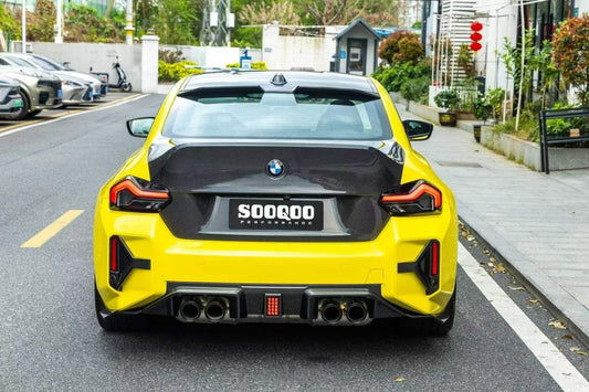 BMW M2 M2C G87 2023 2024 with Aftermarket Parts - Rear Bumper Side Attachment Valence Trim?Carbon Fiber from SOOQOO USA