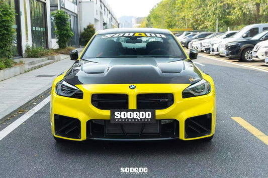 BMW M2CS M2 G87 2023-ON & 2 Series M240i 230i G42 2022-ON with Aftermarket Parts - Hood Bonnet & Garnish Dry Pre-preg Carbon Fiber / FRP from SOOQOO USA