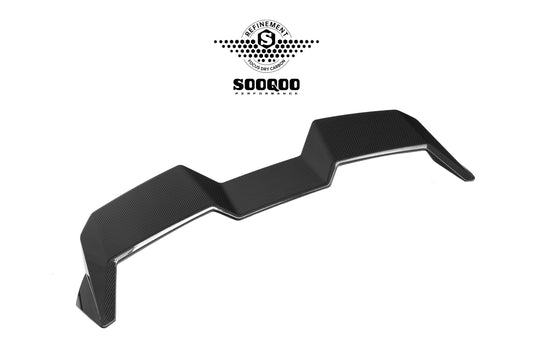 BMW M3CS M3C M3 G81 2021-ON & 3 Series M340i 330i G21 (Fits Both Pre-LCI &  LCI) 2019-ON with Aftermarket Parts - SQ-V2 Rear Roof Spoiler Dry Pre-preg Carbon Fiber from SOOQOO USA