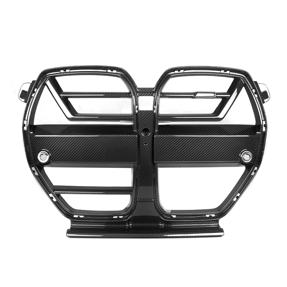 BMW M3 G80 G81 2021 2022 2023 2024 & M4 G82 G83 2021 2022 2023 2024 with Aftermarket Parts - SQ-A (Without & With ACC) Front Kidney Grill Carbon Fiber from SOOQOO USA