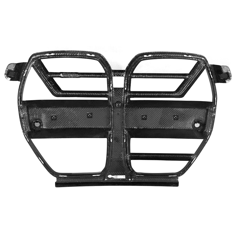 BMW M3 G80 G81 2021 2022 2023 2024 & M4 G82 G83 2021 2022 2023 2024 with Aftermarket Parts - SQ-A (Without & With ACC) Front Kidney Grill Carbon Fiber from SOOQOO USA