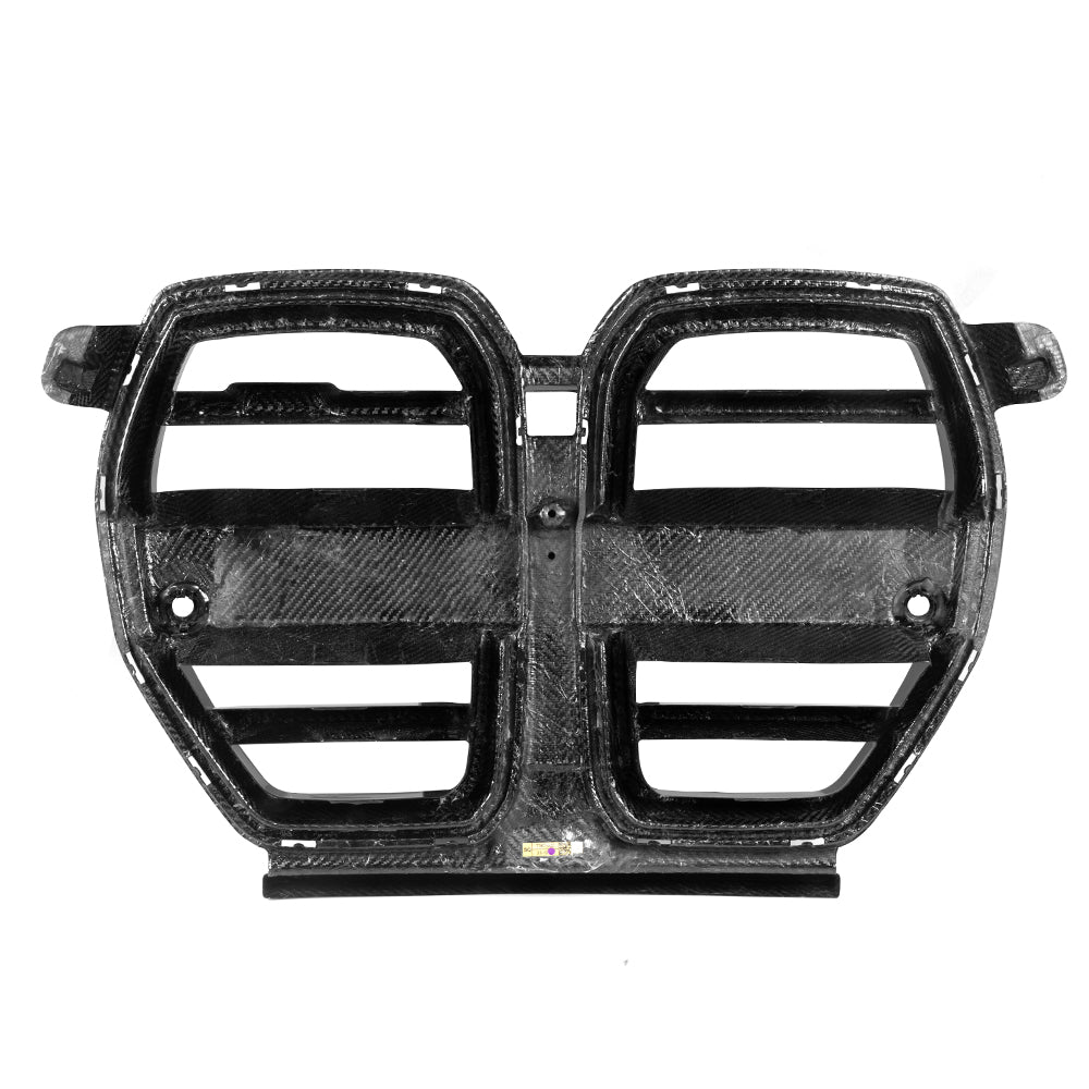 BMW M3 G80 G81 2021 2022 2023 2024 & M4 G82 G83 2021 2022 2023 2024 with Aftermarket Parts - SQ-V (Without & With ACC) Front Kidney Grill Carbon Fiber from SOOQOO USA