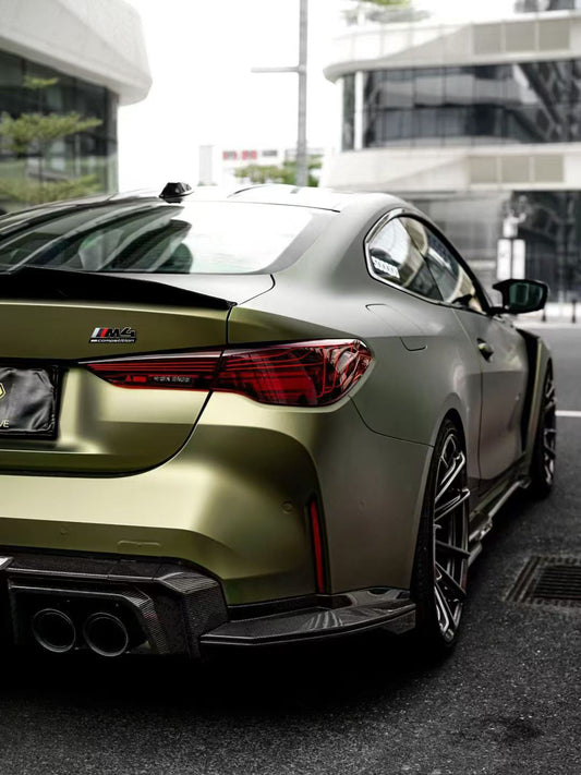 BMW M3 G80 G81 2021 2022 2023 2024 & M4 G82 G83 2021 2022 2023 2024 with Aftermarket Parts - Side Skirts Pre-preg Carbon Fiber from SOOQOO USA