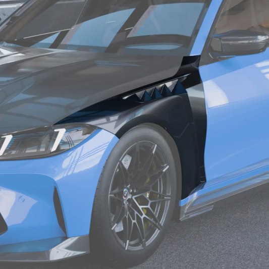 BMW M3 G80 G81 & M4 G82 G83 2021-ON with Aftermarket Parts - V1 Front Fenders Dry Pre-preg Carbon Fiber from SOOQOO USA