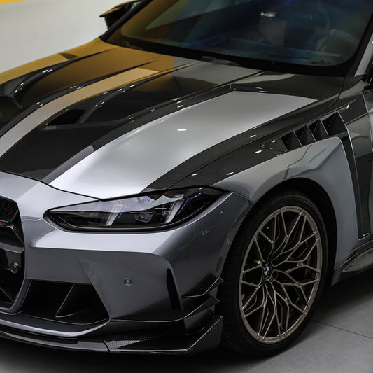 BMW M3 G80 G81 & M4 G82 G83 2021-ON with Aftermarket Parts - V1 Front Fenders Dry Pre-preg Carbon Fiber from SOOQOO USA