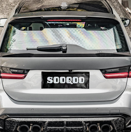 BMW M3 G81 2021 2022 2023 2024 with Aftermarket Parts - Rear Lip Spoiler Carbon Fiber from SOOQOO USA