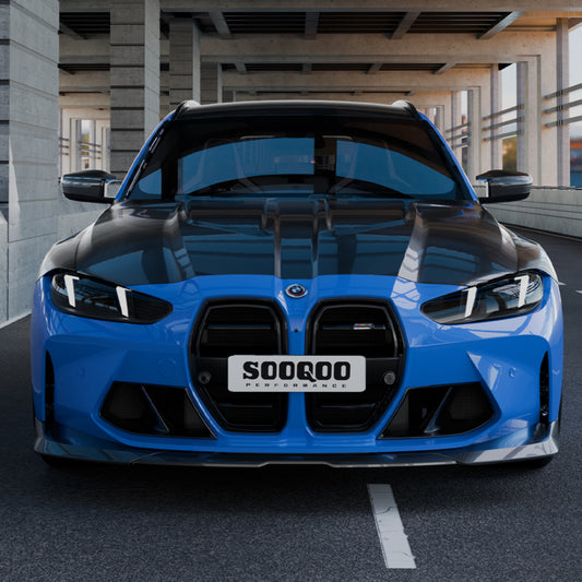 BMW M3 / M3C G80 G81 & M4 / M4C G82 G83 2021-ON with Aftermarket Parts - Hood Bonnet Dry Pre-preg Carbon Fiber from SOOQOO USA