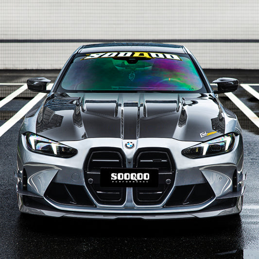BMW M3 / M3C G80 G81 & M4 / M4C G82 G83 2021-ON with Aftermarket Parts - Hood Bonnet Dry Pre-preg Carbon Fiber from SOOQOO USA