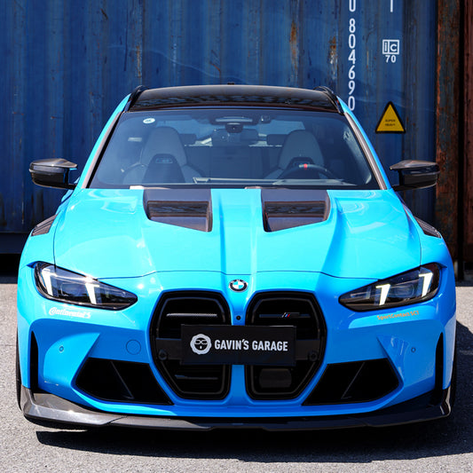 BMW M3 / M3C G80 G81 & M4 / M4C G82 G83 2021-ON with Aftermarket Parts - V2 Hood Bonnet Partial Dry Pre-preg Carbon Fiber from SOOQOO USA