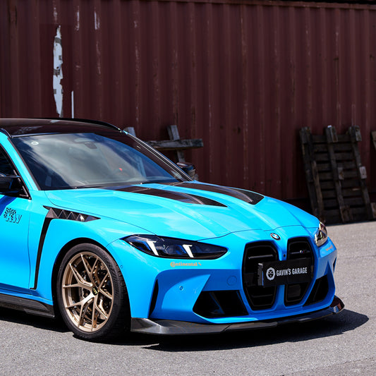 BMW M3 / M3C G80 G81 & M4 / M4C G82 G83 2021-ON with Aftermarket Parts - V2 Hood Bonnet Partial Dry Pre-preg Carbon Fiber from SOOQOO USA