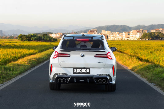 BMW X3 M50i/30i xDrive G45 2025-ON with Aftermarket Parts - Rear Roof Spoiler Dry Pre-preg Carbon Fiber from SOOQOO USA
