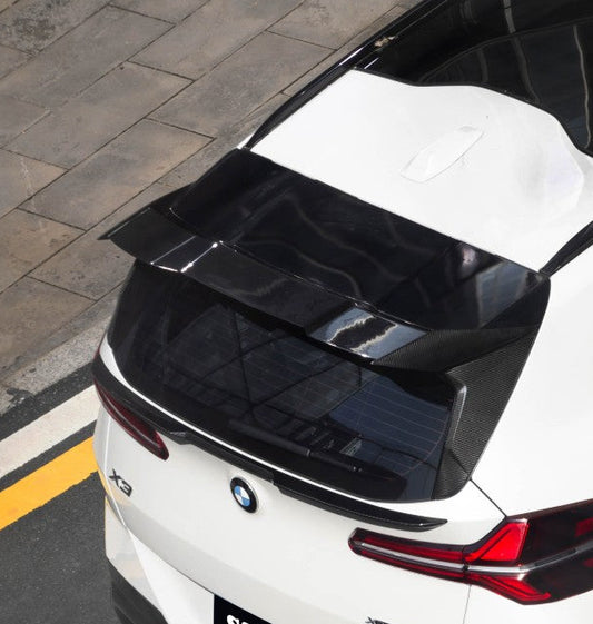 BMW X3 M50i/30i xDrive G45 2025-ON with Aftermarket Parts - Rear Roof Spoiler Dry Pre-preg Carbon Fiber from SOOQOO USA
