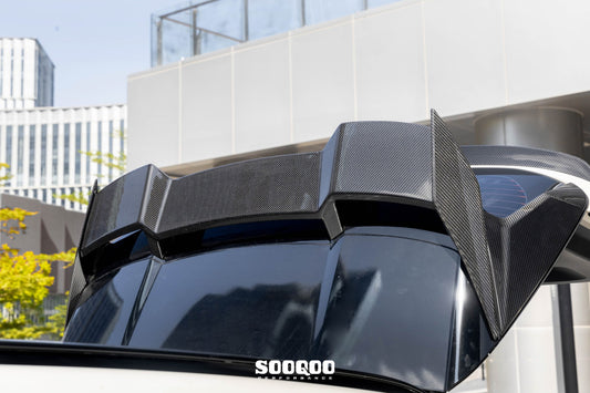 BMW X3 M50i/30i xDrive G45 2025-ON with Aftermarket Parts - Rear Roof Spoiler Dry Pre-preg Carbon Fiber from SOOQOO USA