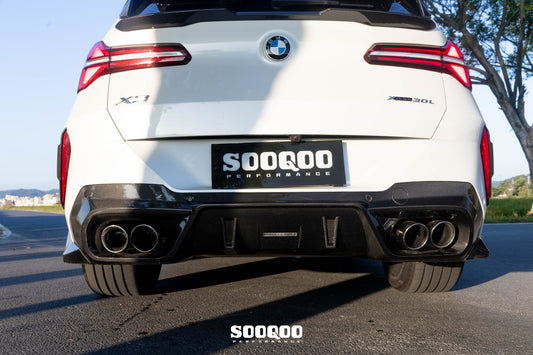 BMW X3 M50i/30i xDrive G45 2025-ON with Aftermarket Parts - V1 Style Rear Diffuser Dry Pre-preg Carbon Fiber from SOOQOO USA
