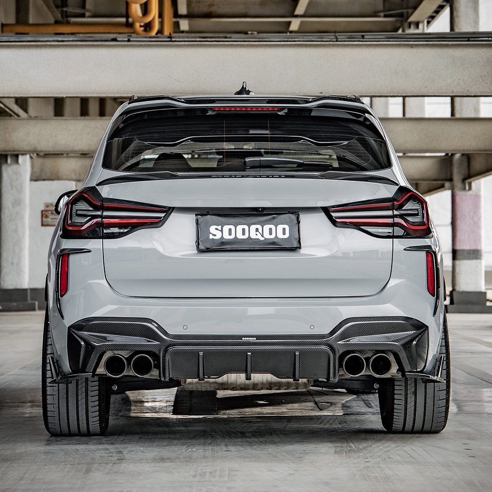 BMW X3M F97(Fits Both Pre-LCI & LCI) 2019 2020 2021 2022 2023 2024 with Aftermarket Parts - Rear Roof Spoiler Carbon Fiber from SOOQOO USA