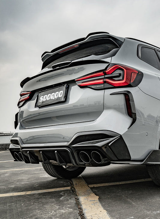 BMW X3M F97 (Fits Both Pre-LCI & LCI) 2019-ON & X3 M340i s/x Drive 30i G01 (Fits Both Pre-LCI & LCI) 2019-ON with Aftermarket Parts - Rear Lip Spoiler Carbon Fiber from SOOQOO USA