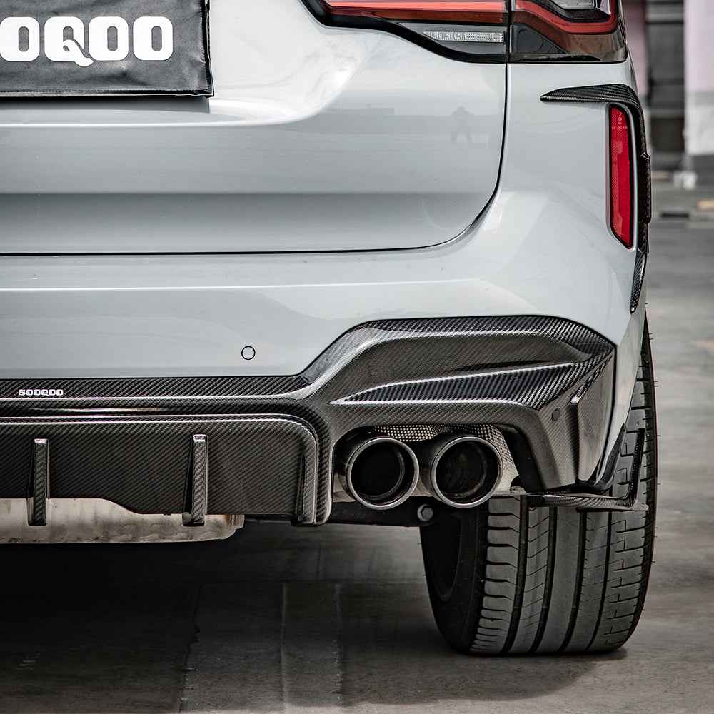 BMW X3M X3MC F97 LCI 2022 2023 2024 with Aftermarket Parts - Rear Canards Carbon Fiber from SOOQOO USA