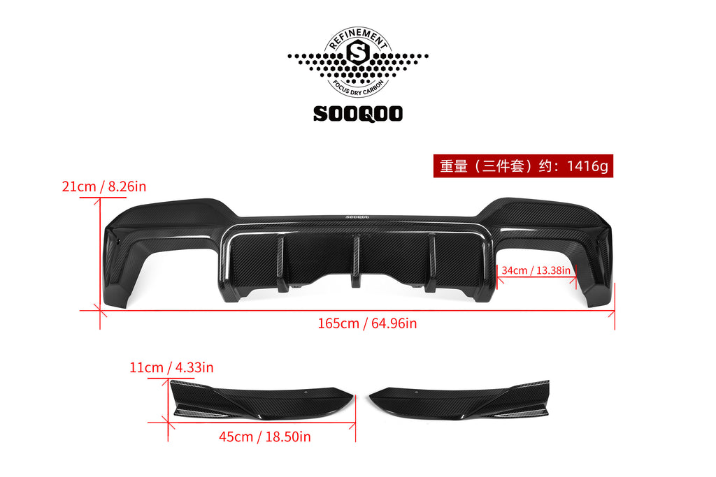 BMW X3M X3MC F97 LCI 2022 2023 2024 with Aftermarket Parts - Rear Canards Carbon Fiber from SOOQOO USA