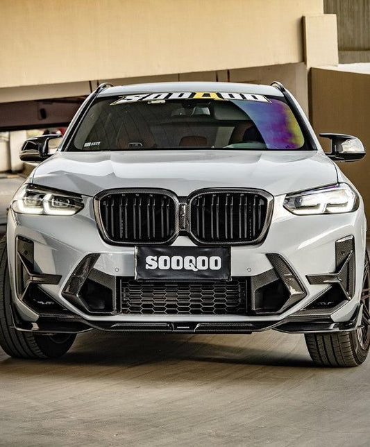 BMW X3M X3MC F97 LCI 2022 2023 2024 & X4M X4MC F98 LCI 2022 2023 2024 with Aftermarket Parts - Front Lip Carbon Fiber from SOOQOO USA