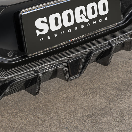 BMW X4M X4MC F98 LCI 2022-ON with Aftermarket Parts - With Light Rear Diffuser Carbon Fiber from SOOQOO USA