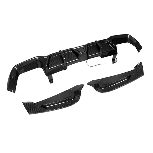 BMW X4M X4MC F98 LCI 2022-ON with Aftermarket Parts - With Light Rear Diffuser Carbon Fiber from SOOQOO USA