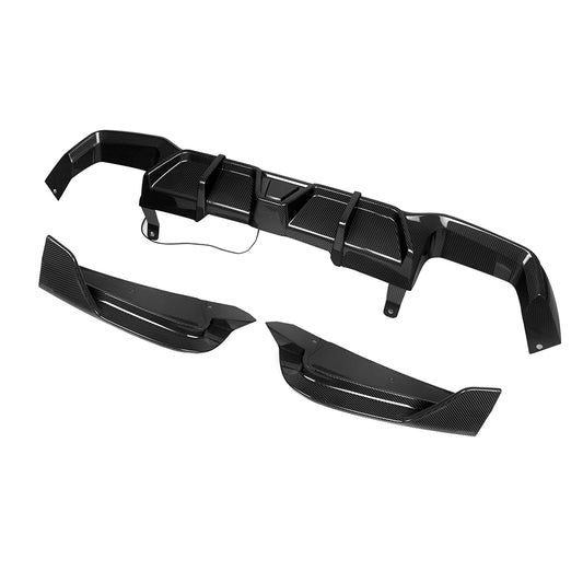 BMW X4M X4MC F98 LCI 2022-ON with Aftermarket Parts - With Light Rear Diffuser Carbon Fiber from SOOQOO USA