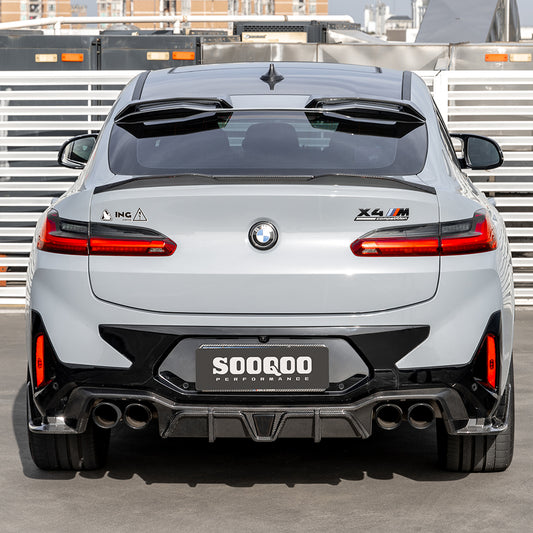 BMW X4M X4MC F98 LCI 2022-ON with Aftermarket Parts - With Light Rear Diffuser Carbon Fiber from SOOQOO USA